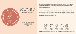 Hyaluronic Acid Face Serum - Lowanna Skin Care